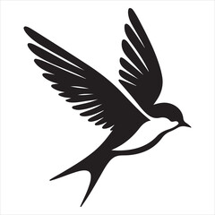 Obraz premium Side view of a perched bird vector silhouette on a branch, black colour vactor 