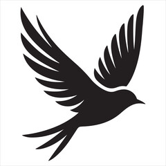 Obraz premium Side view of a perched bird vector silhouette on a branch, black colour vactor 