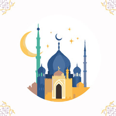 Mosque with Moon and Stars