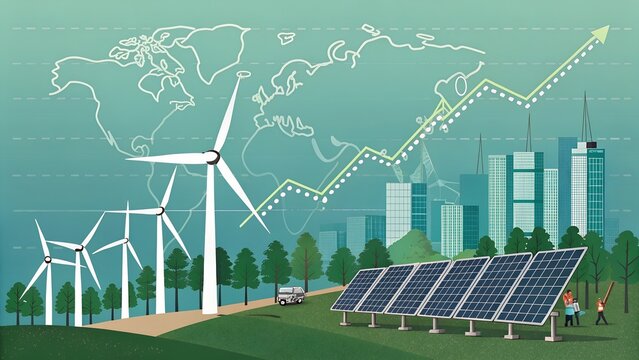 Increase in electricity prices on the world market. Green energy in full development.Investment finance chart,stock market business and exchange financial growth graph.