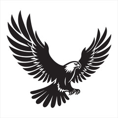 Fototapeta premium Side view of a perched bird vector silhouette on a branch, black colour vactor 