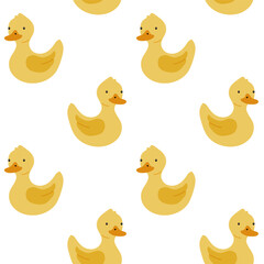 Cute yellow ducklings pattern on a white background perfect for various design projects