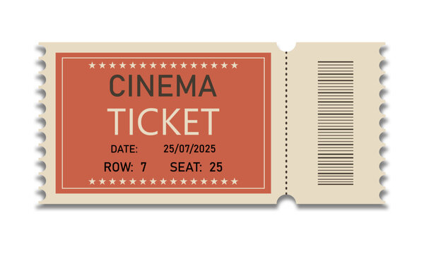 Movie ticket template on white background.