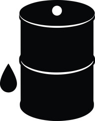 Metal barrel with liquid drop simple design silhouette vector illustration