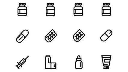 Collection of Medical Icons Pills, Capsules, Syringes, Inhalers, and More - Free Vector Graphics