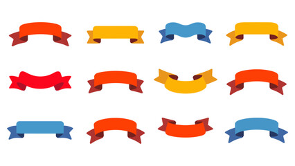 Colorful Ribbon Banners A Collection of 12 Flat Design Ribbon Banners for Award, Celebration, and More