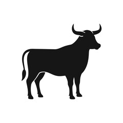 Bull silhouette animal vector art illustration