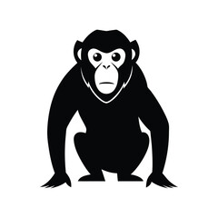 Chimpanzee silhouette animal vector art illustration