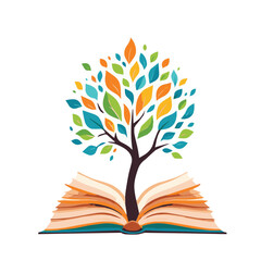 book with tree and leaves