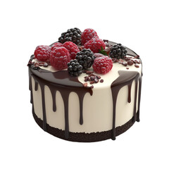 Delicious Chocolate Cake Topped with Raspberries and Blackberries Sweet Treat Indulgence