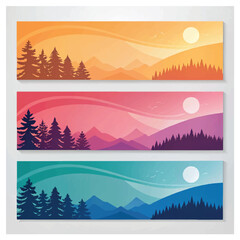 Set of horizontal abstract web banner design template background gradients color. Suitable for web ads. Vector illustration with Space to add