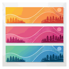Set of horizontal abstract web banner design template background gradients color. Suitable for web ads. Vector illustration with Space to add