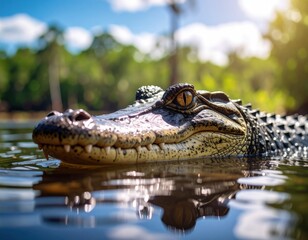 Obraz premium Close-up of a crocodile's head