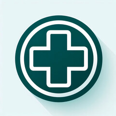 Obraz premium Medical Cross Icon in Green Circle – Minimalist Healthcare & Pharmacy Symbol 