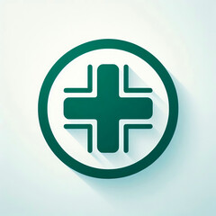 Fototapeta premium Medical Cross Icon in Green Circle – Minimalist Healthcare & Pharmacy Symbol 