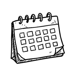 Doodle sketch vector icon of a desk calendar for scheduling and time management concepts