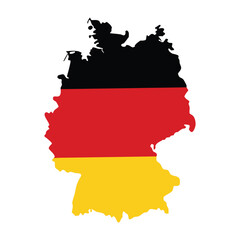 Obraz premium Map of Germany filled with the German national flag vector art design 