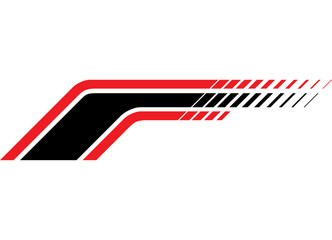 Red and black striped vector pattern for car body, boat, motorcycle, sportswear, toy, Sports design element. Racing stripe. dynamic lines. Speed