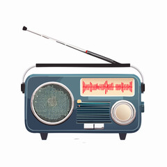 A classic radio with knobs and antenna extended
