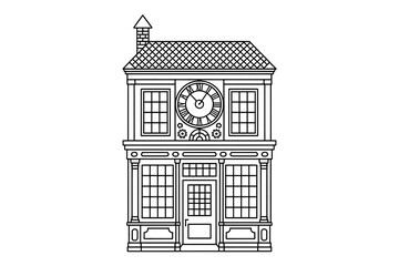 Naklejka premium A vintage clock tower building with detailed facade. 