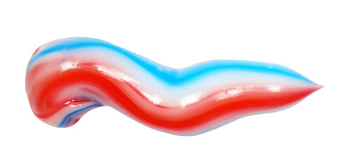 Colorful toothpaste line isolated on white, clipping path