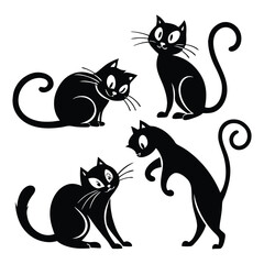 Stylish Black Cat Clipart for Halloween or Pet Designs