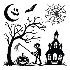 halloween background with haunted house