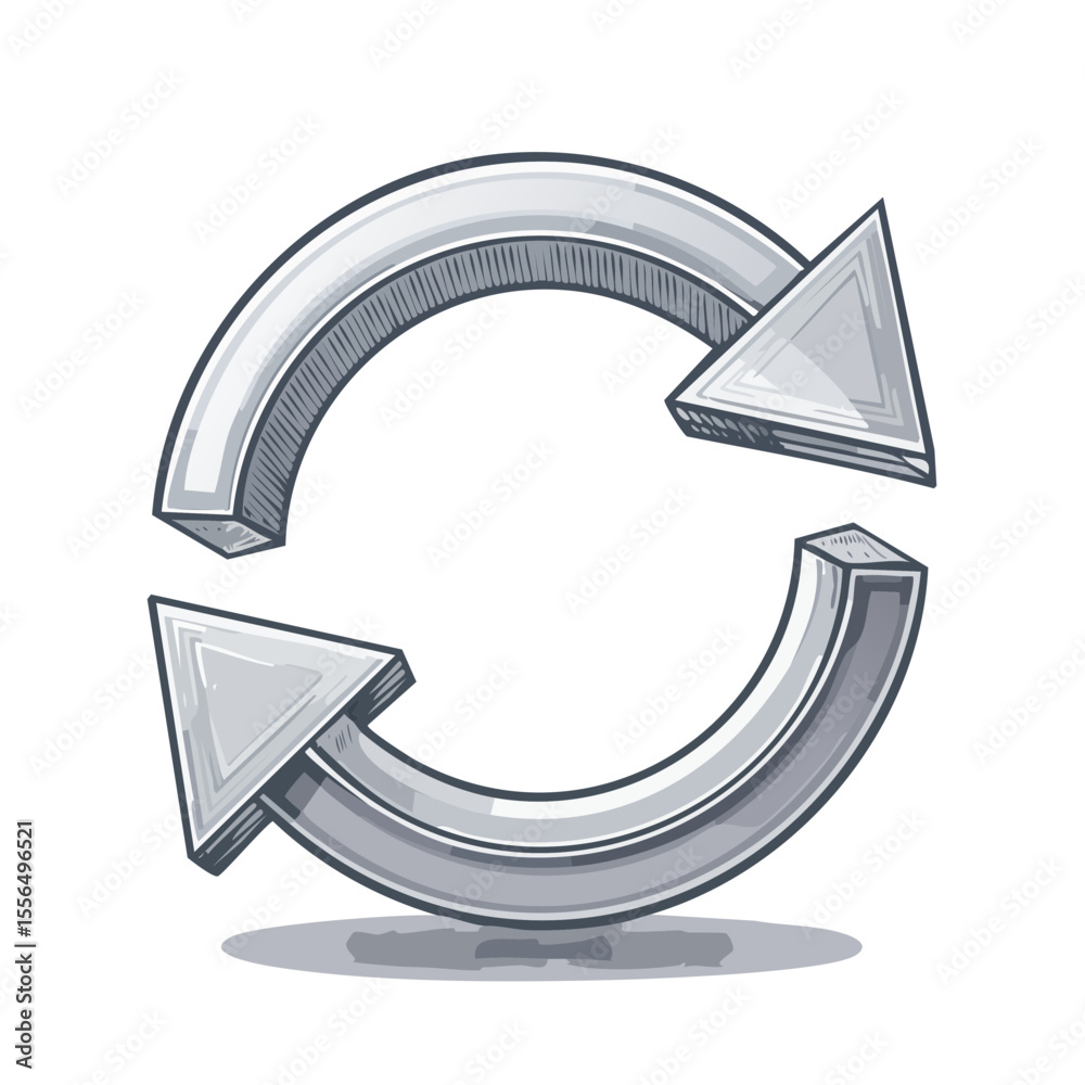 Poster stylized arrows circular motion rotation direction process refreshing symbol