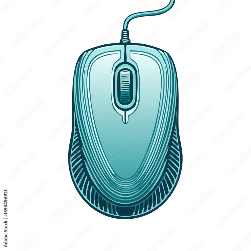 Fototapete computer mouse device in blue vector illustration on black background for creative design or technol