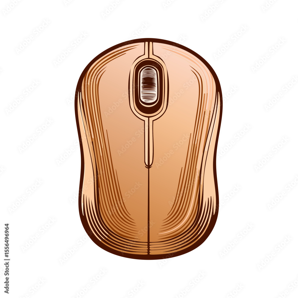 Fototapete Stylized computer mouse illustration showing technology in an engraved design with an old fashioned retro style on black for graphic design projects