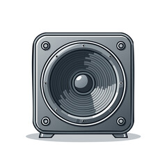 Fototapeta premium Isolated Gray Speaker Illustration with Circular Design for Audio Playback and Loud Sound Systems in Music Production and Entertainment