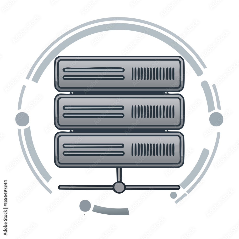 Poster data server illustration network connection servers hosting cloud computing system technology