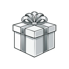 Obraz premium Illustration of a Monochrome Present with Bow and Ribbon for Celebrations or Gifts on a Black Background