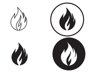 Set of fire flame icons in vector style for heat and burn symbol design