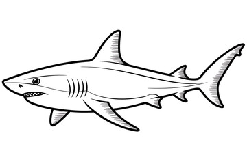 Naklejka premium Powerful shark, predatory silhouette. 