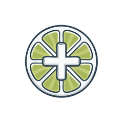 Fototapeta premium Lime Wheel Symbol with Plus Sign Fresh Health Wellness Healthy Living Icon Design