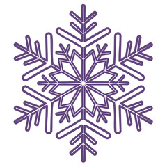 Single purple snowflake illustration on black backdrop winter holiday icon geometric vector snow crystal decoration simplicity design