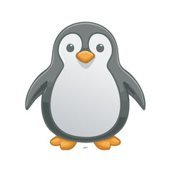 Obraz premium Cute Penguin Cartoon Character Standing Isolated on Black Background Animal Illustration Arctic Bird Graphic Design Adorable