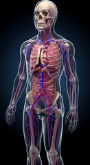 3d human body with all blood vessels