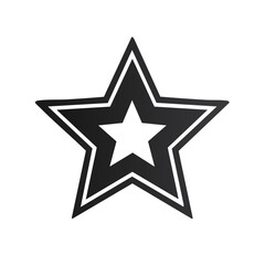 Obraz premium Star Design Element Isolated on Black Background. Decorative Motif with Simple Geometric Shapes, Shining Symbol with Bold Outline, Award for Success and Achievement