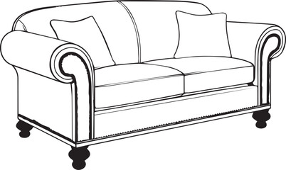 Sofa and Armchair Furniture Set Isolated on White Background