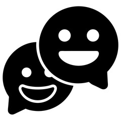 Chat with Emoji vector icon on white background