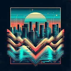 Bold typography poster with glitch art and neon shadows, modern urban vibes