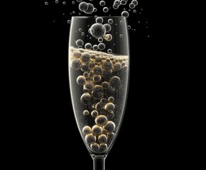 Effervescent Bubbly Elegance: Champagne Celebration with Sparkling Bubbles in a Festive Party Atmosphere