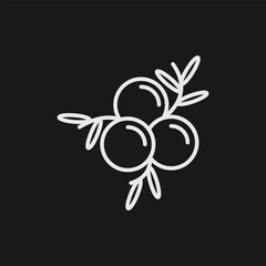 Olive and Juniper Berry Branch Icon for Mediterranean Food, Olive Oil, and Gin Botanicals