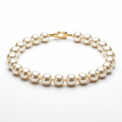 Obraz premium Classic pearl necklace with gold clasp, elegant jewelry for formal occasions, bridal accessories, timeless fashion statement, ecommerce, catalog, editorial or product branding