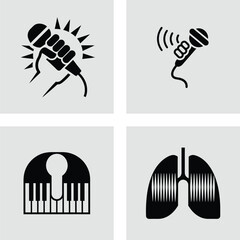 Powerful Vocal Performance Icons Microphone, Voice, Music, and Breath