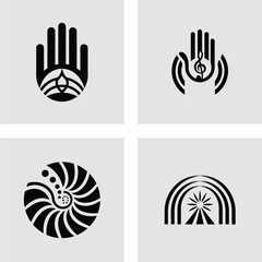 Abstract Symbols Hand, Music, Spiral, and Rainbow Designs