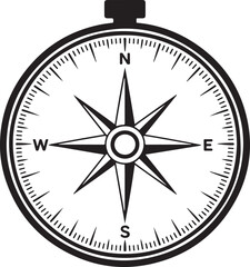 Classic compass rose with north south east west directions and directional markings silhouette