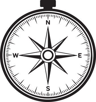 Classic compass rose with north south east west directions and directional markings silhouette